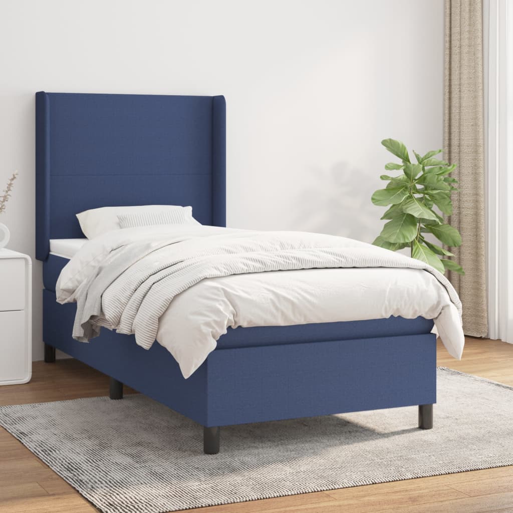 vidaXL Posteľný rám boxsping s matracom modrý 80x200 cm látka