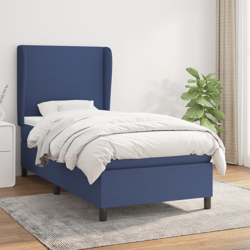 vidaXL Posteľný rám boxsping s matracom modrý 80x200 cm látka