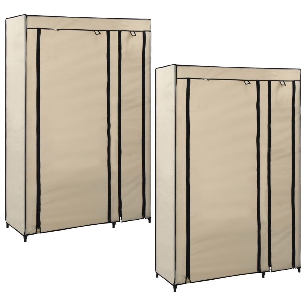 vidaXL Skladacie šatníky 2 ks krémové 110x45x175 cm látkové