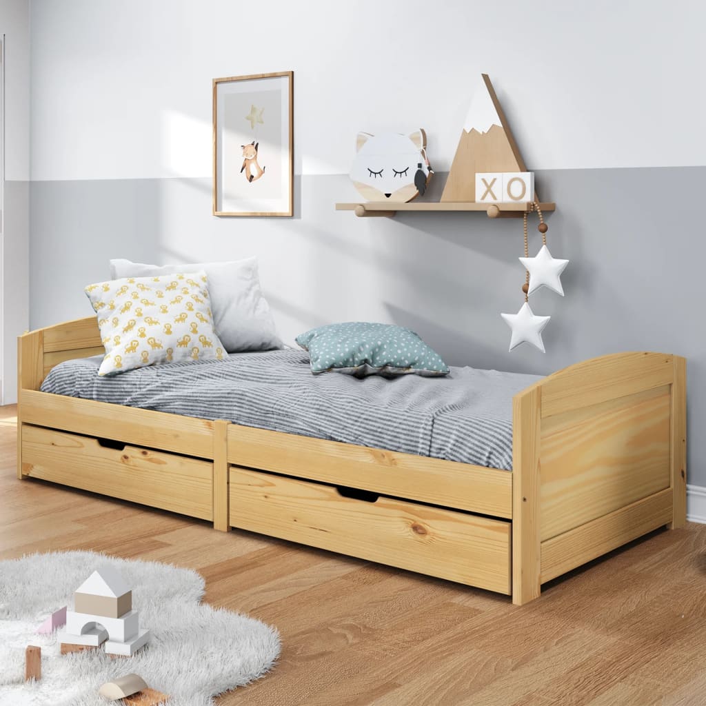 vidaXL Denná posteľ s 2 zásuvkami IRUN 90x200cm masívna borovica