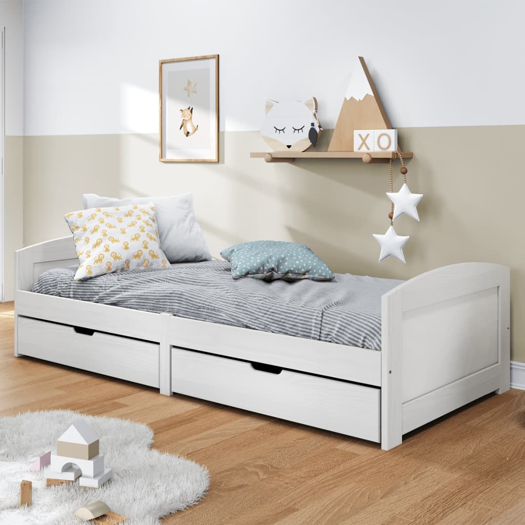 vidaXL Denná posteľ s 2 zásuvkami IRUN biela 90x200cm masívna borovica