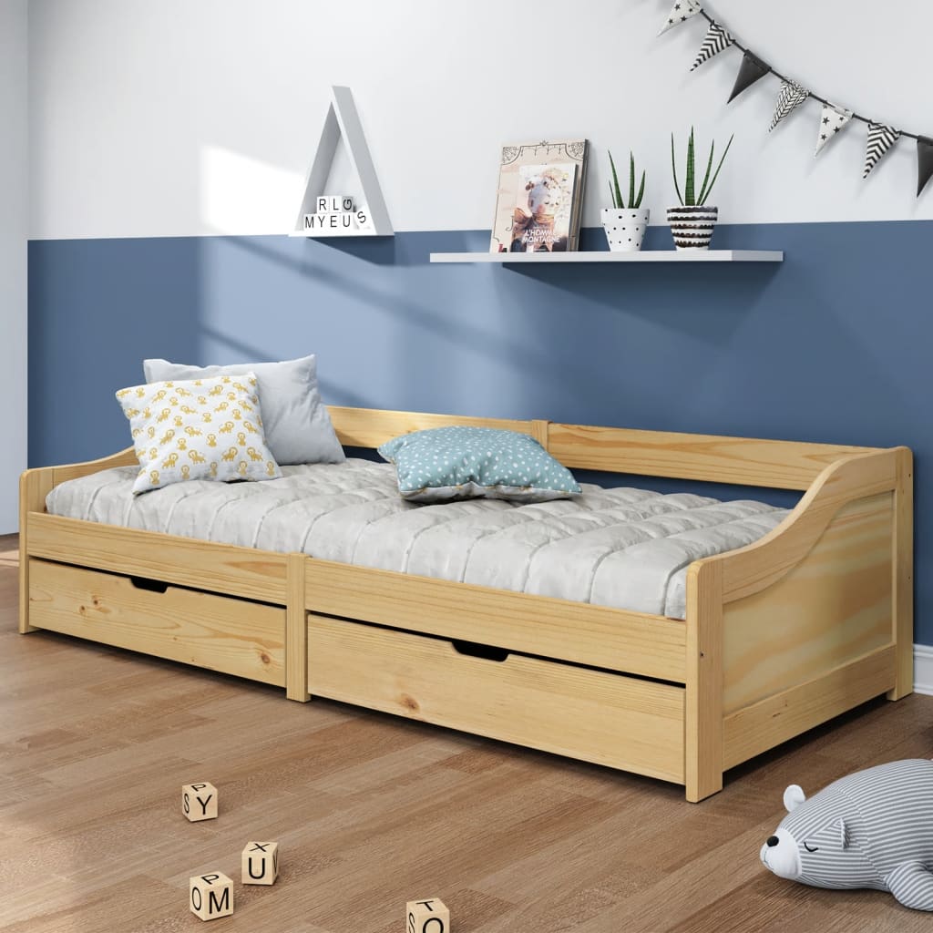 vidaXL Denná posteľ s 2 zásuvkami IRUN 90x200cm masívna borovica