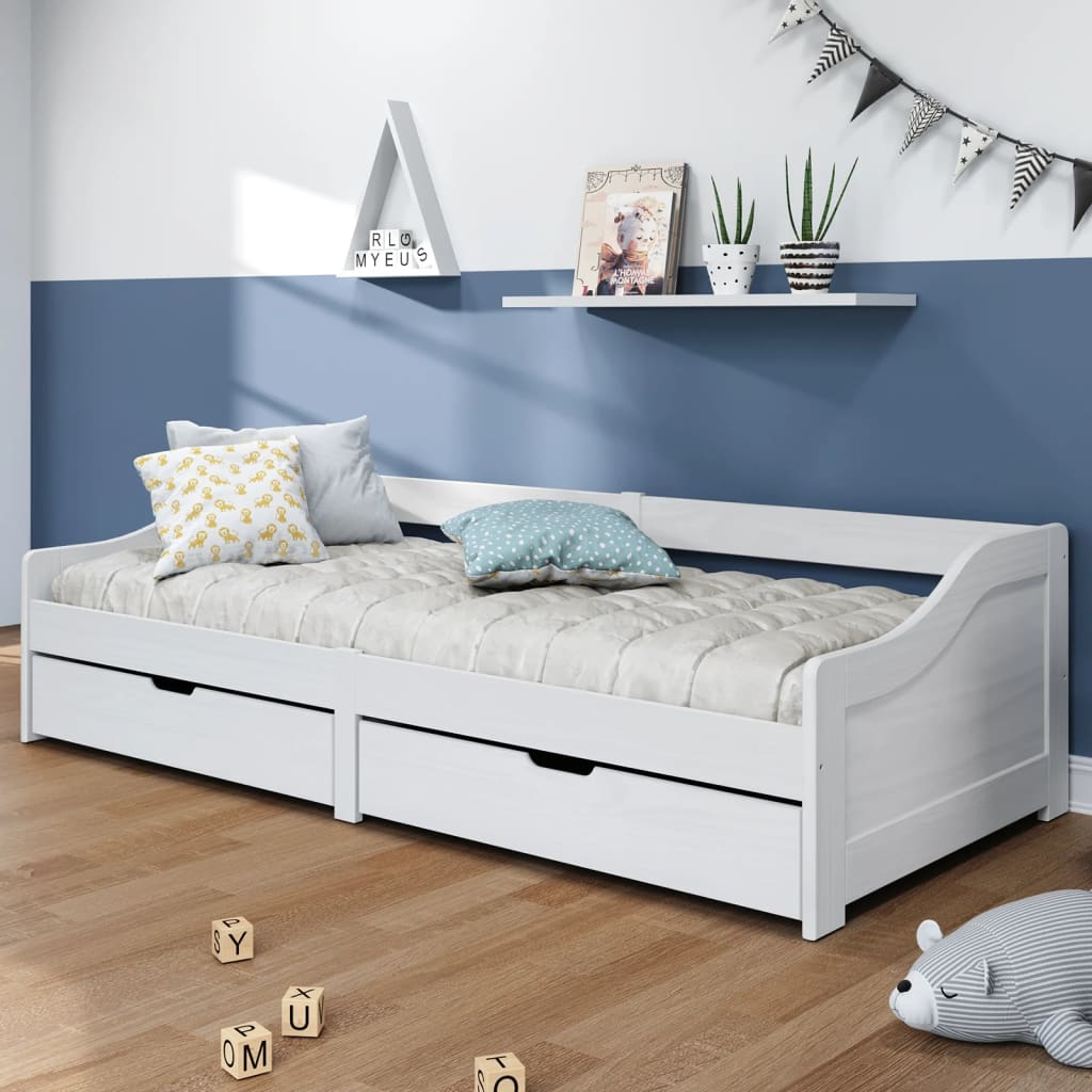 vidaXL Denná posteľ s 2 zásuvkami IRUN biela 90x200cm masívna borovica