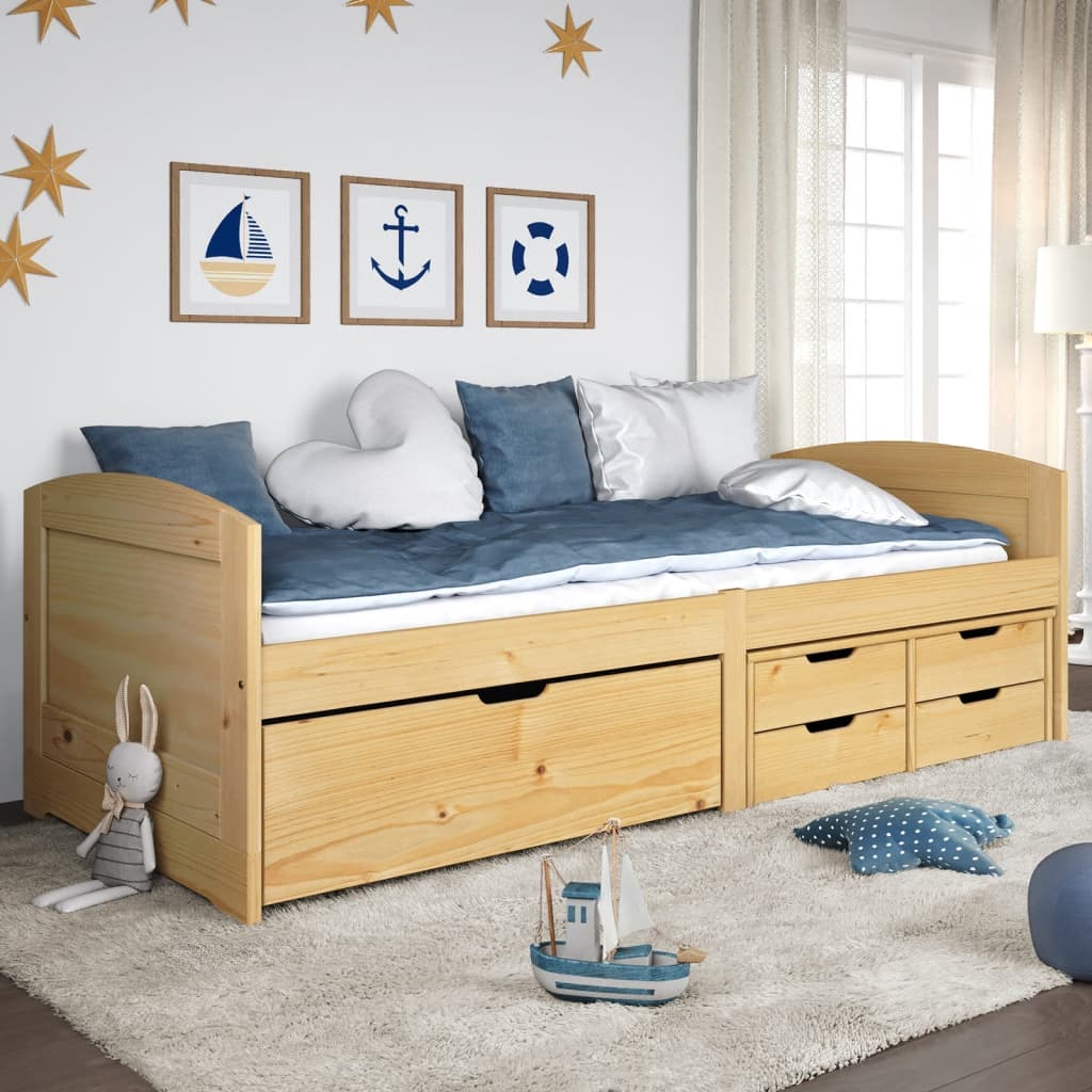 vidaXL Denná posteľ s 5 zásuvkami IRUN 90x200cm masívna borovica