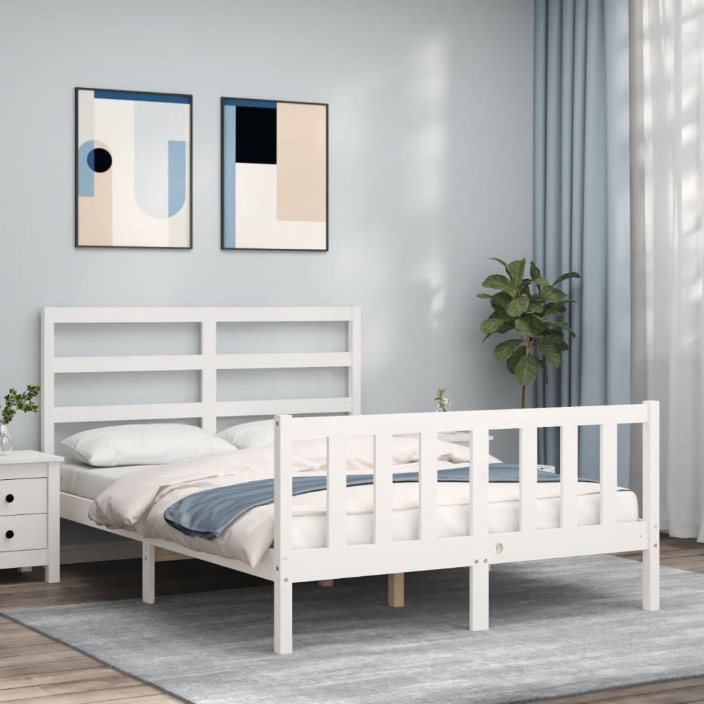 vidaXL Posteľ s matracom biela 120x200 cm borovicový masív