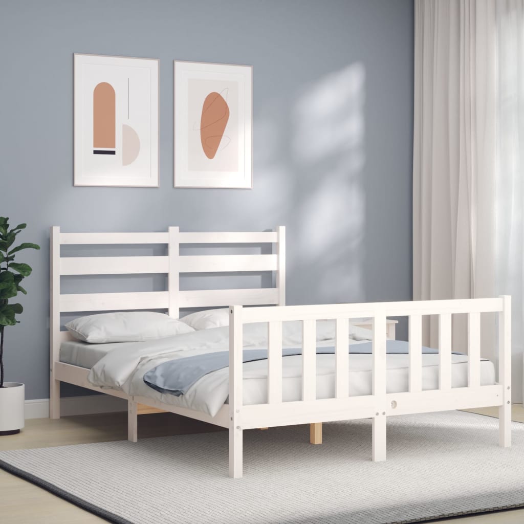 vidaXL Posteľ s matracom biela 120x200 cm borovicový masív