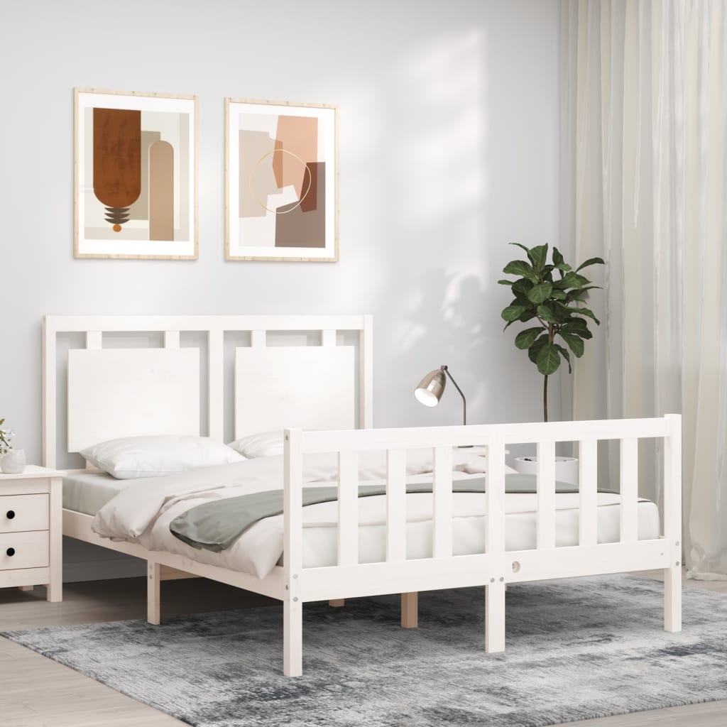 vidaXL Posteľ s matracom biela 120x200 cm borovicový masív