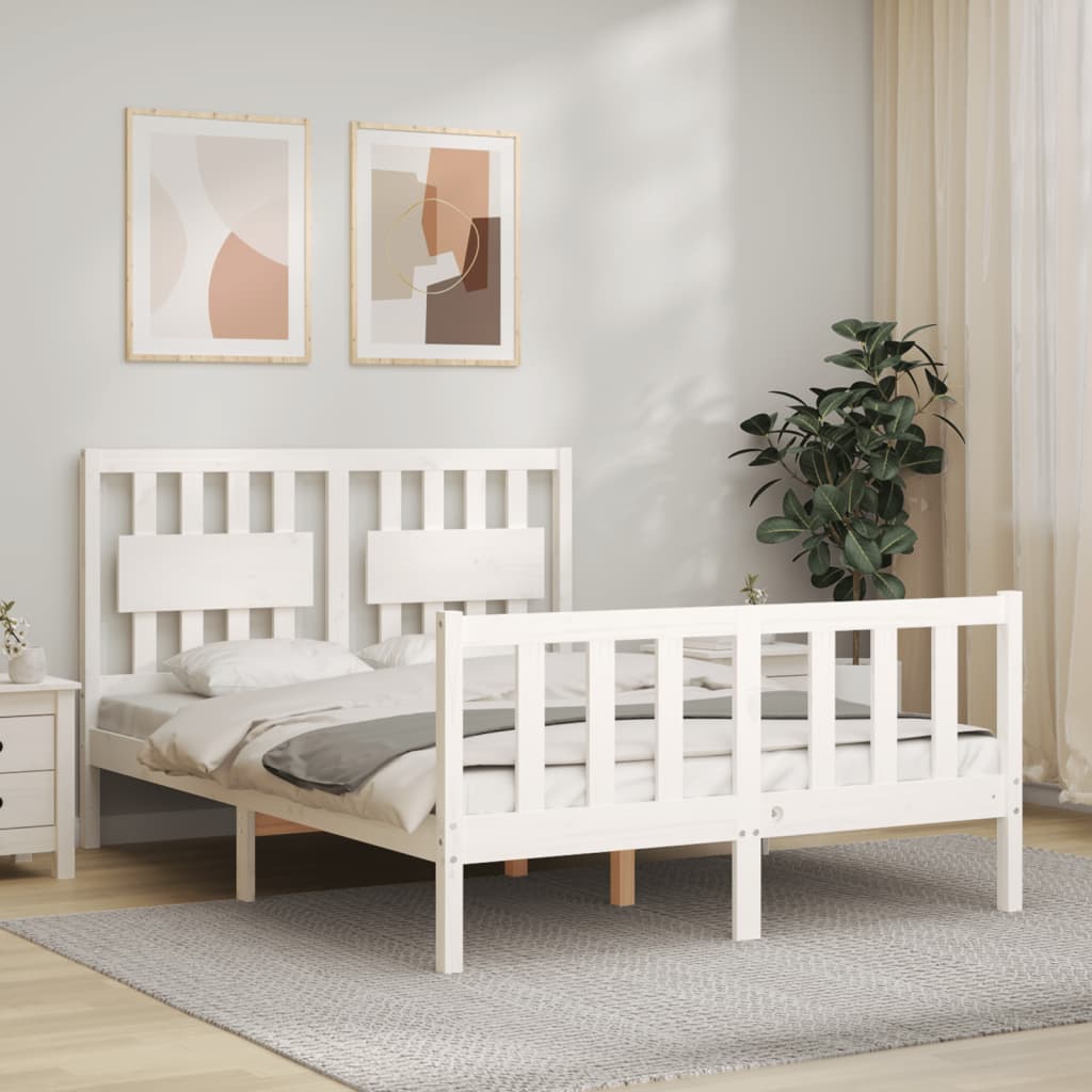 vidaXL Posteľ s matracom biela 120x200 cm borovicový masív