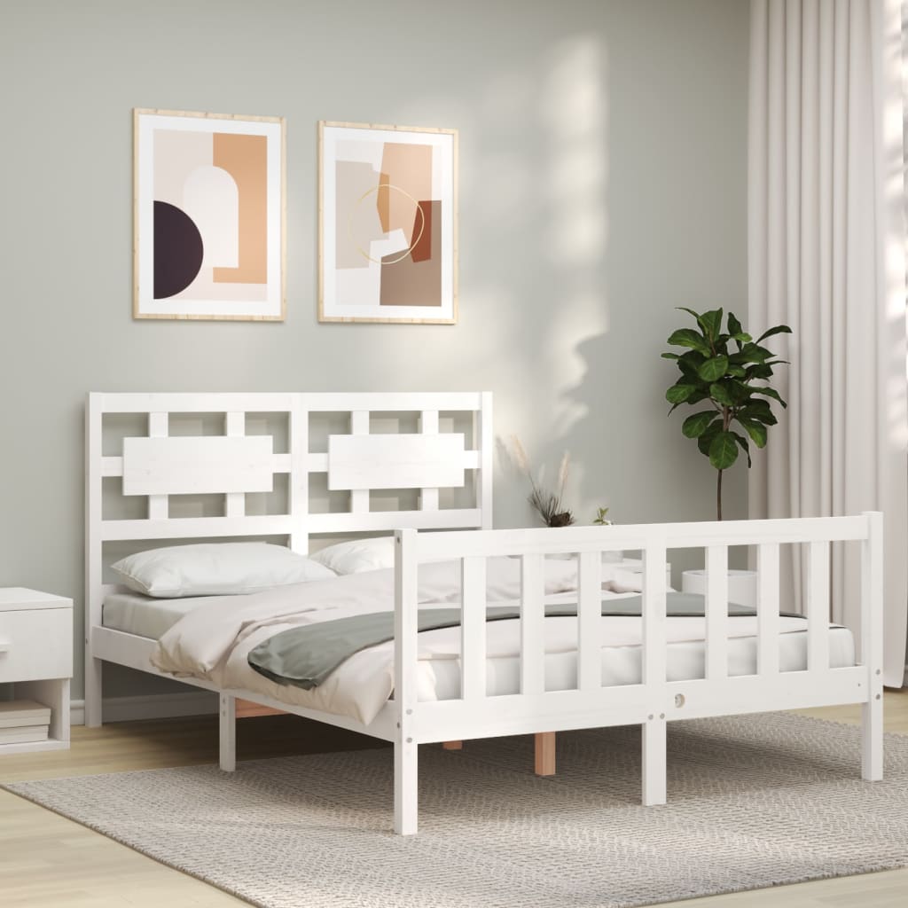 vidaXL Posteľ s matracom biela 120x200 cm borovicový masív