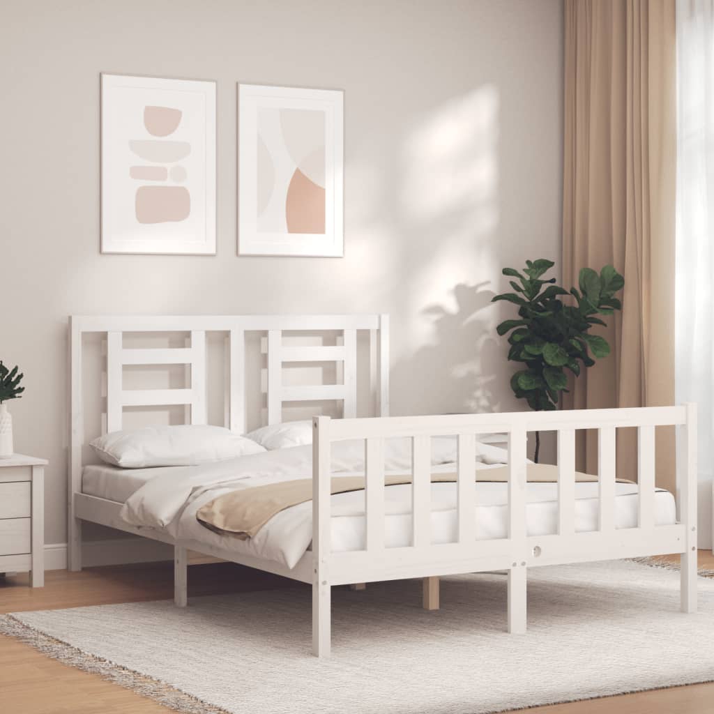 vidaXL Posteľ s matracom biela 120x200 cm borovicový masív