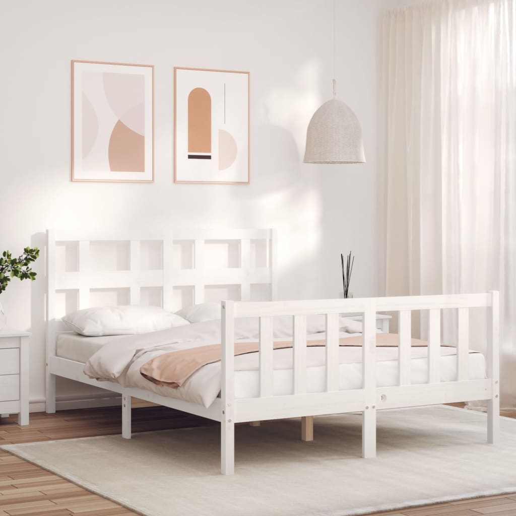 vidaXL Posteľ s matracom biela 120x200 cm borovicový masív