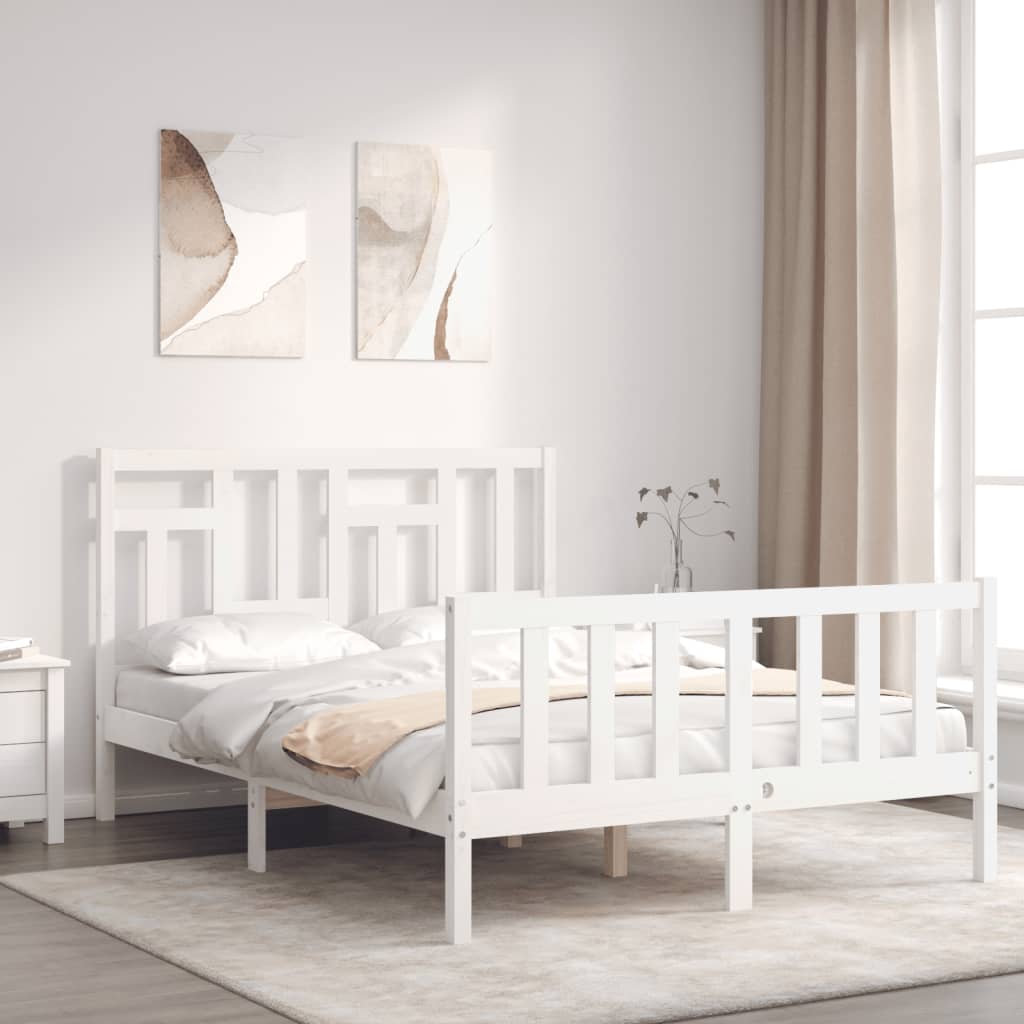 vidaXL Posteľ s matracom biela 120x200 cm borovicový masív