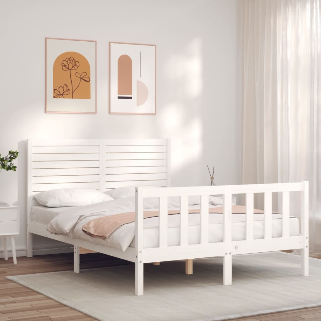 vidaXL Posteľ s matracom biela 120x200 cm borovicový masív