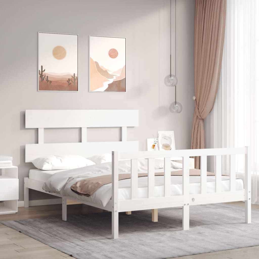 vidaXL Posteľ s matracom biela 120x200 cm borovicový masív