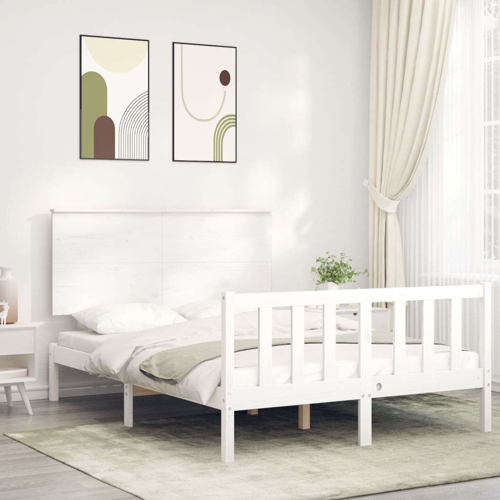 vidaXL Posteľ s matracom biela 120x200 cm borovicový masív