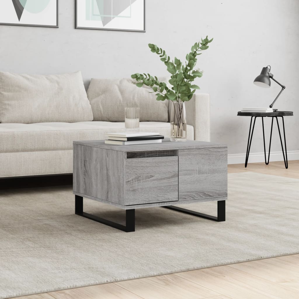 vidaXL Konferenčný stolík sivý dub sonoma 55x55x36,5 spracované drevo