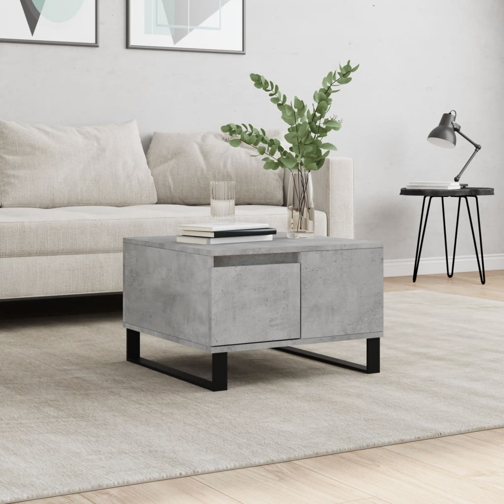 vidaXL Konferenčný stolík betónový sivý 55x55x36,5 cm spracované drevo