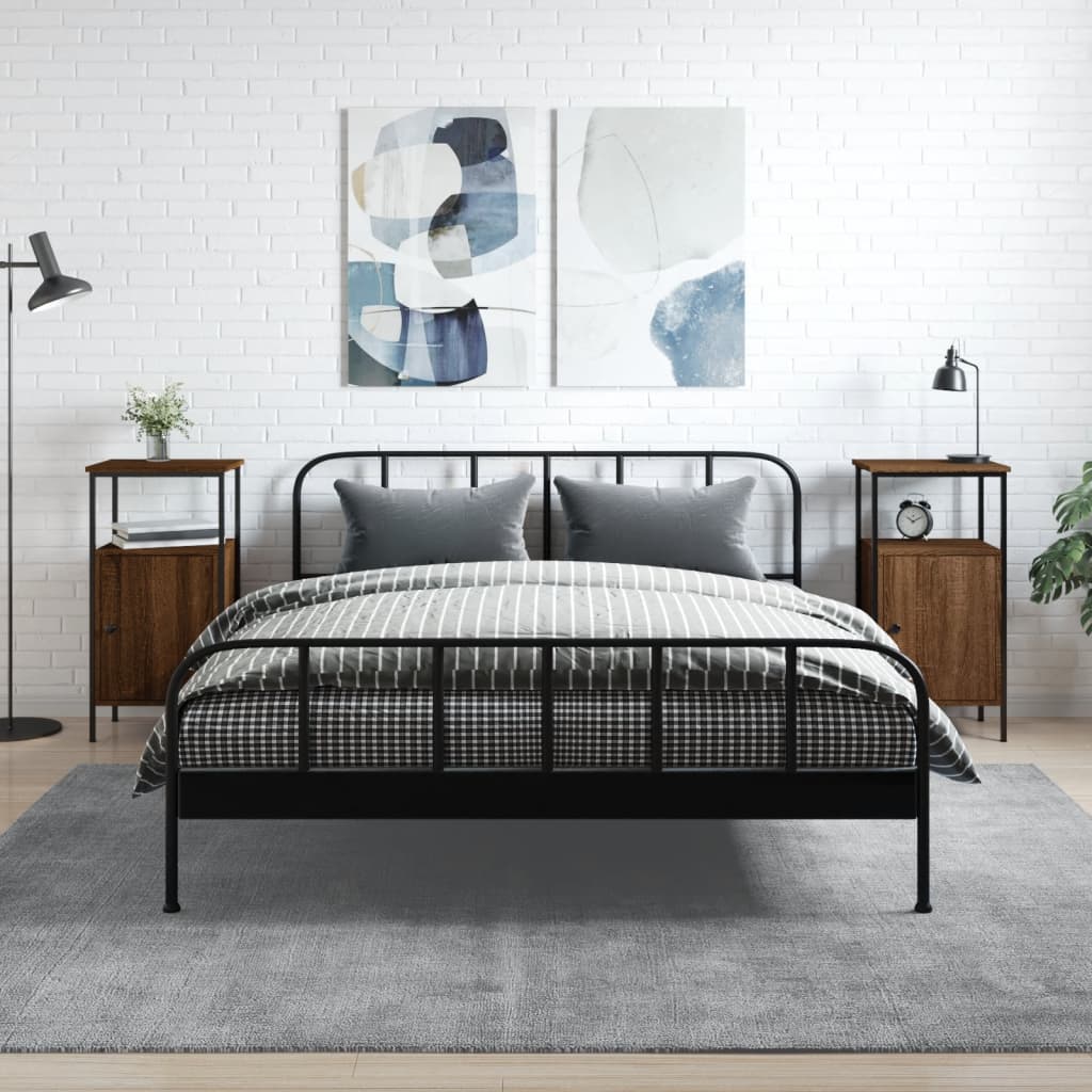 vidaXL Nočné stolíky 2 ks hnedý dub 41x31x80 cm kompozitné drevo