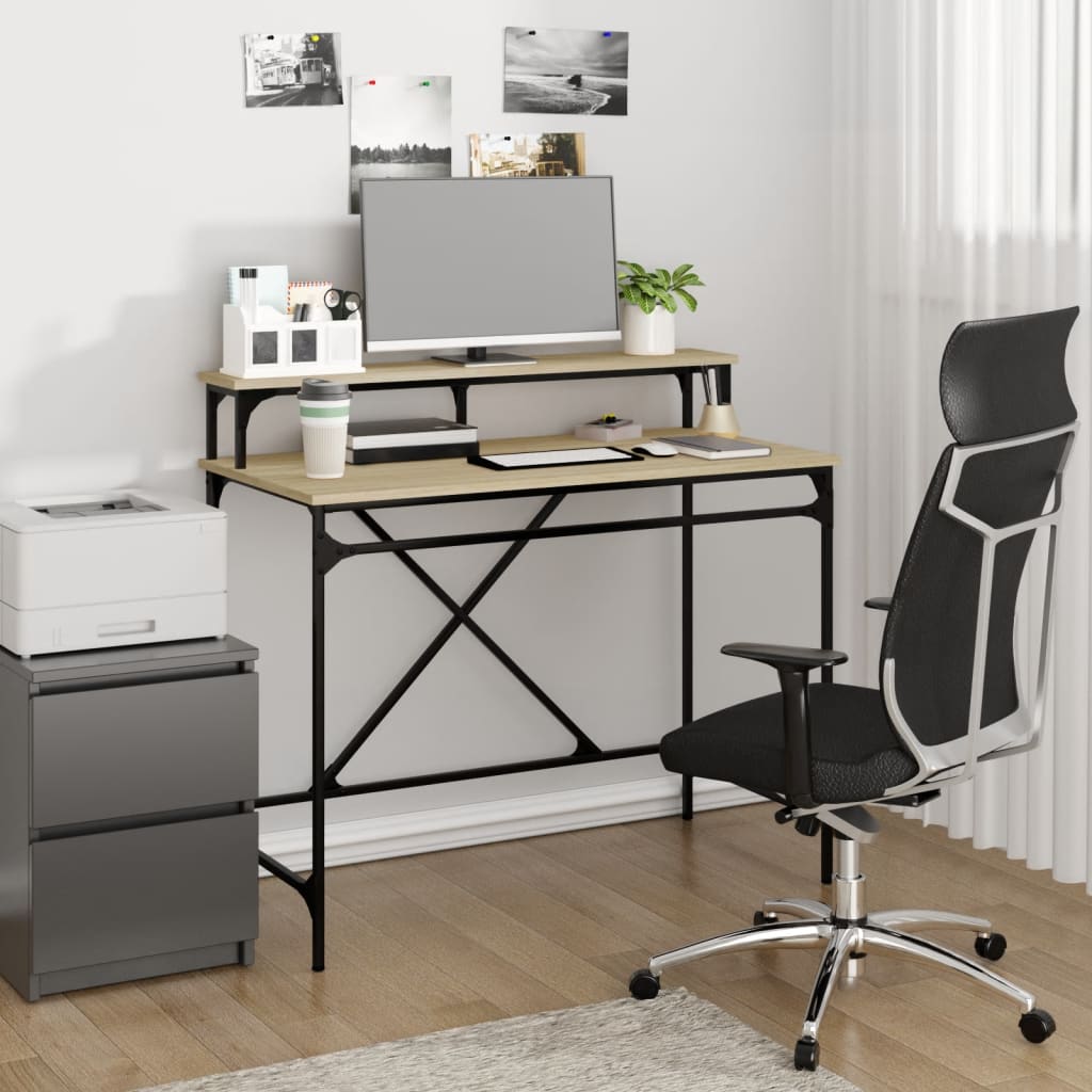 vidaXL Stôl dub sonoma 100x50x90 cm spracované drevo a železo