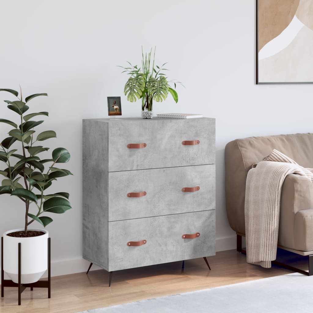 vidaXL Komoda so zásuvkami betónovo sivá 69,5x34x90cm kompozitné drevo