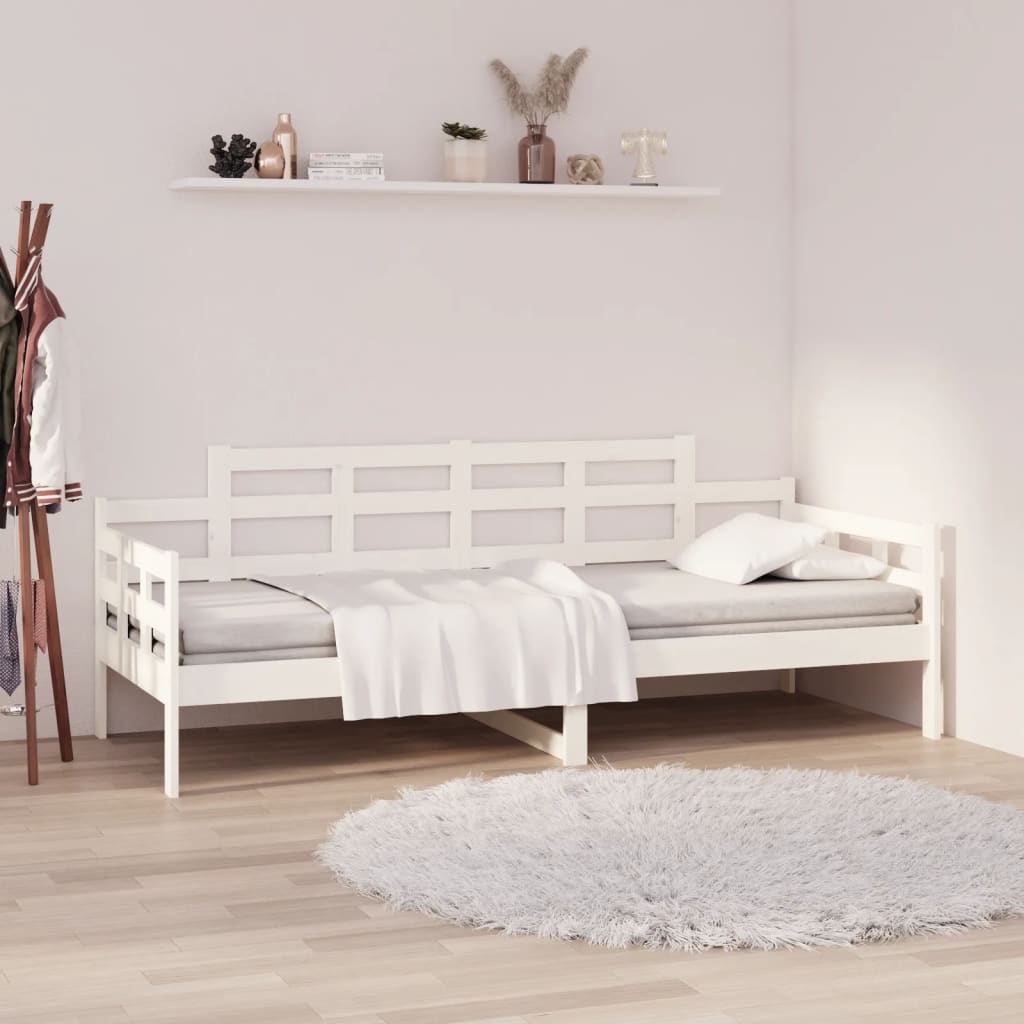 vidaXL Denná posteľ biela masívna borovica 90x200 cm