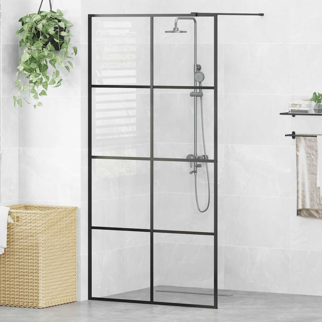 vidaXL Sprchová zástena s priehľadným ESG sklom 100x195 cm čierna