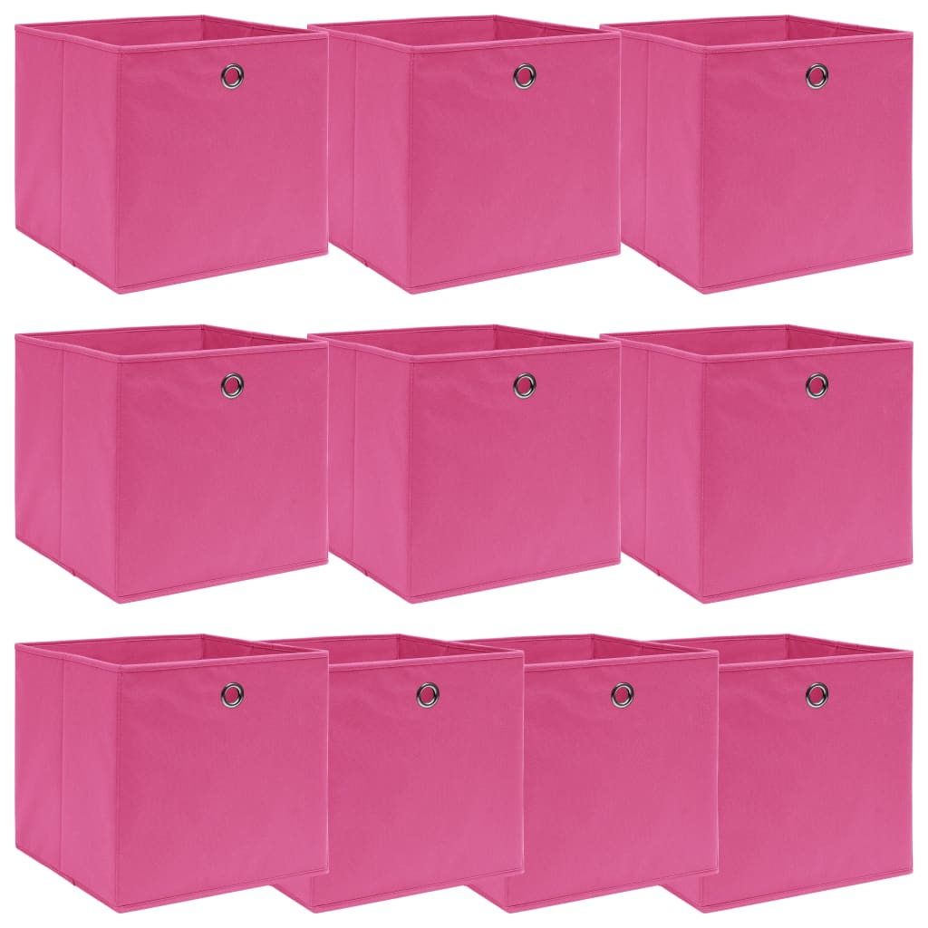 vidaXL Úložné boxy 10 ks, ružové 32x32x32 cm, látka