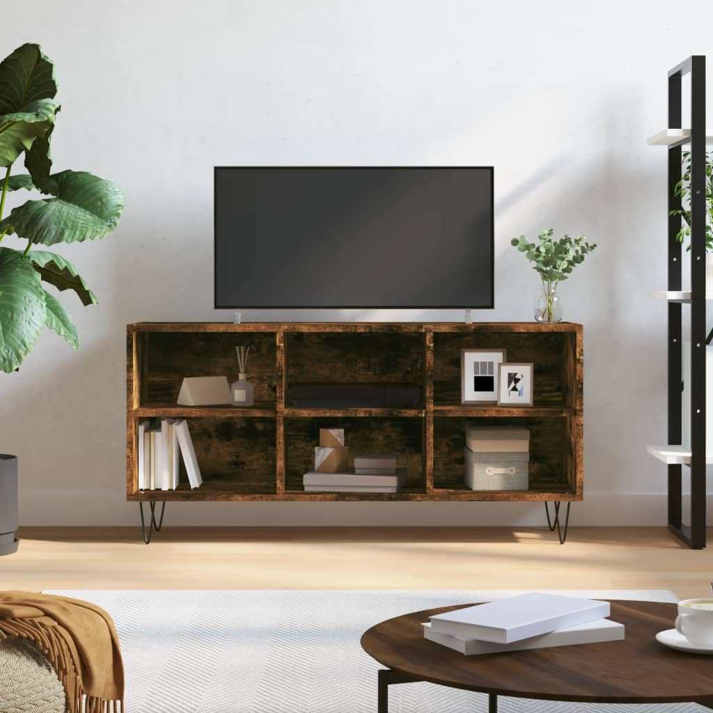 vidaXL TV skrinka dymový dub 103,5x30x50 cm spracované drevo