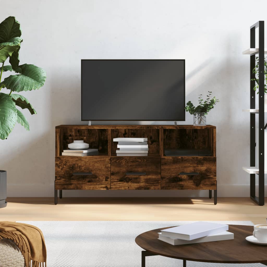 vidaXL TV skrinka dymový dub 102x36x50 cm kompozitné drevo