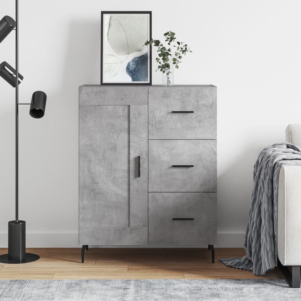 vidaXL Komoda betónovo sivá 69,5x34x90 cm kompozitné drevo