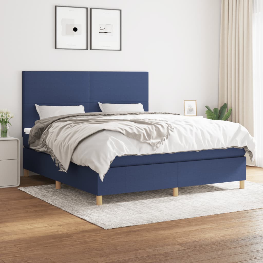vidaXL Posteľný rám boxspring s matracom modrý 160x200 cm látka