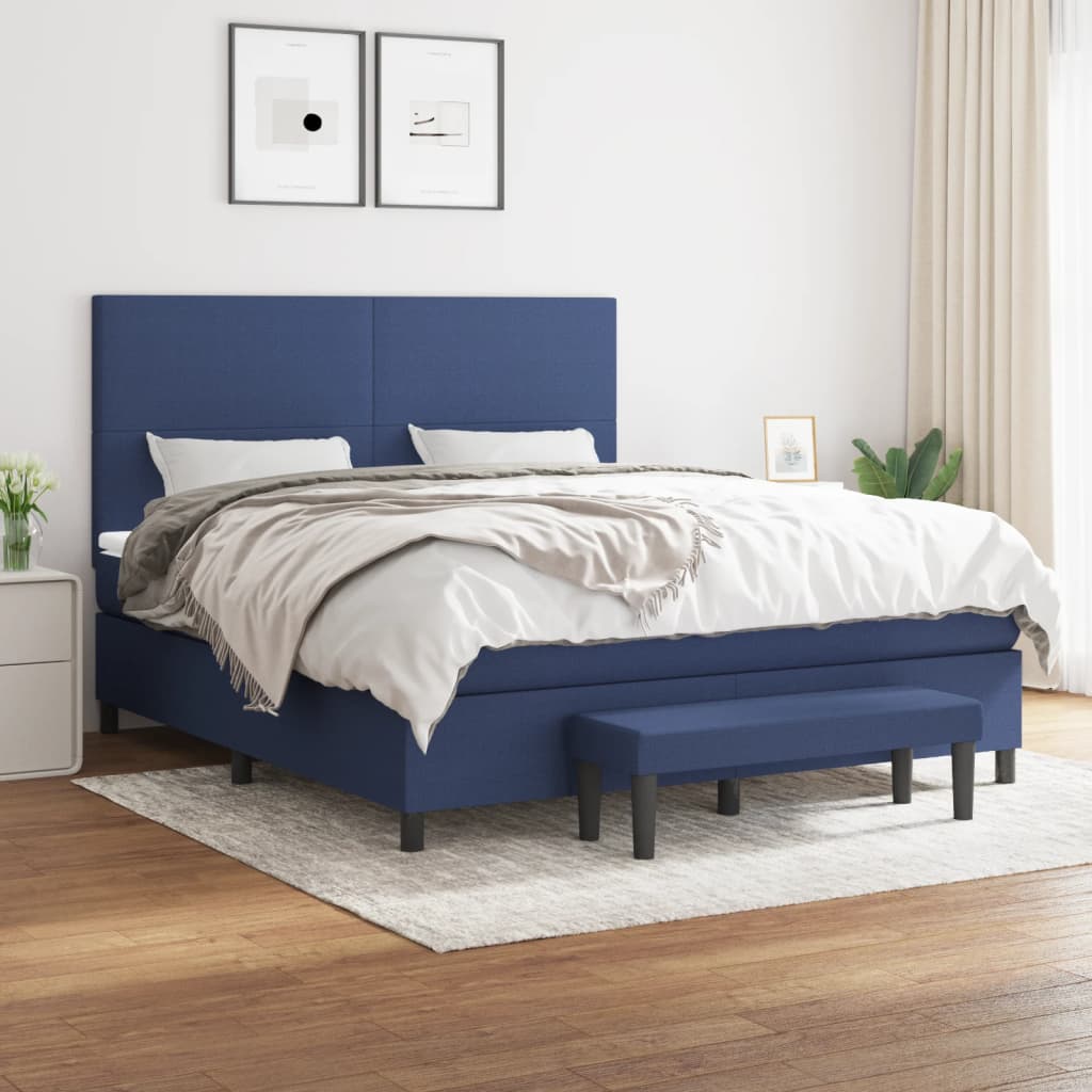 vidaXL Posteľný rám boxspring s matracom modrý 160x200 cm látka