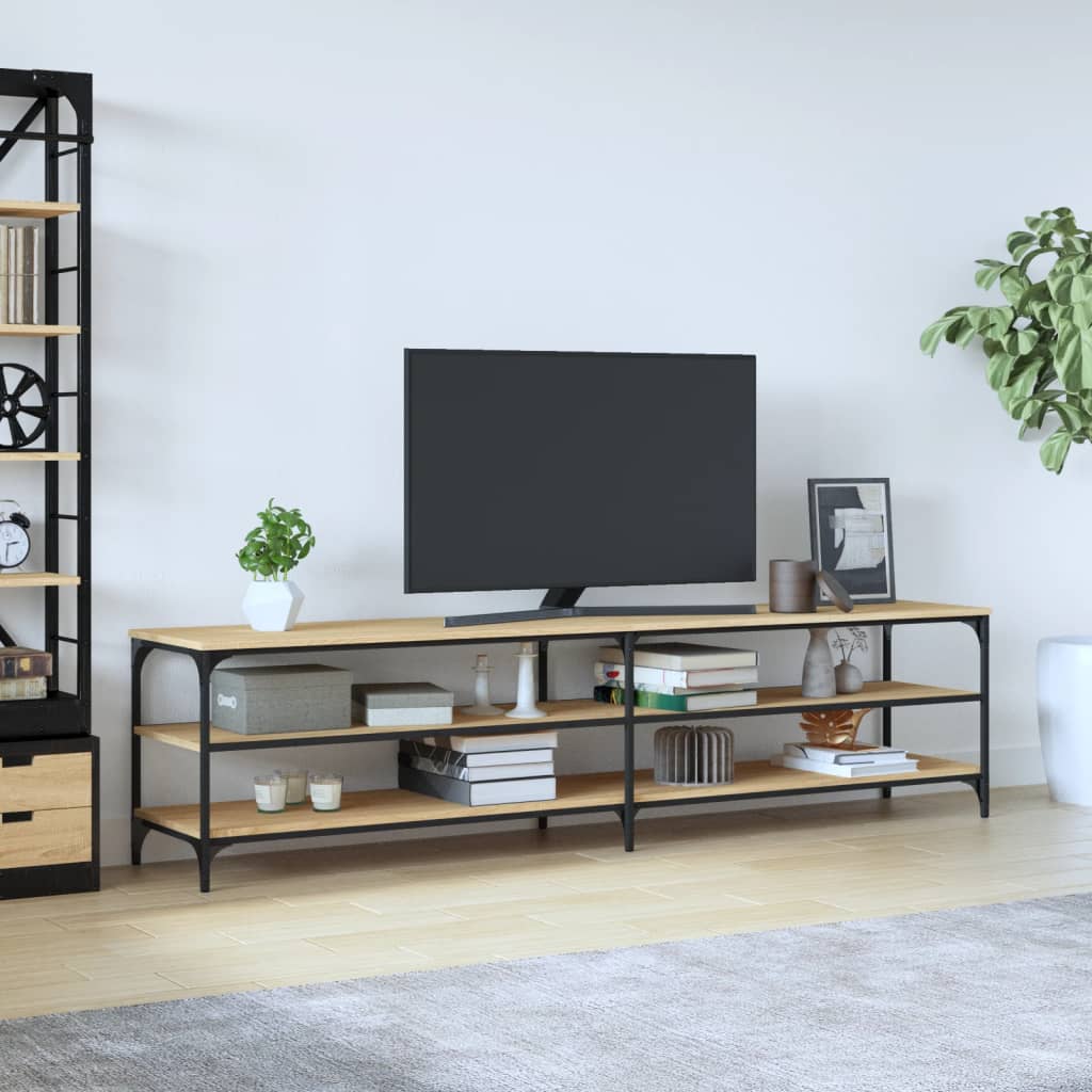 vidaXL TV skrinka dub sonoma 200x30x50 cm kompozitné drevo a kov