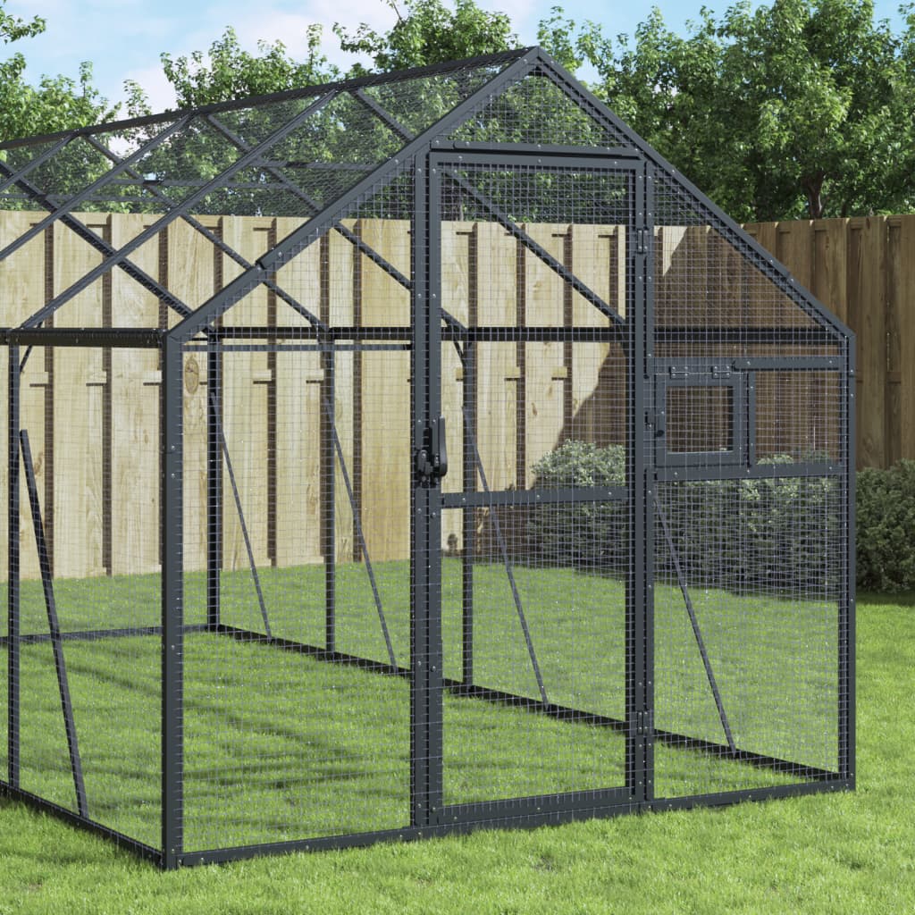 vidaXL Voliéra antracitová 1,79x8x1,85 m hliník