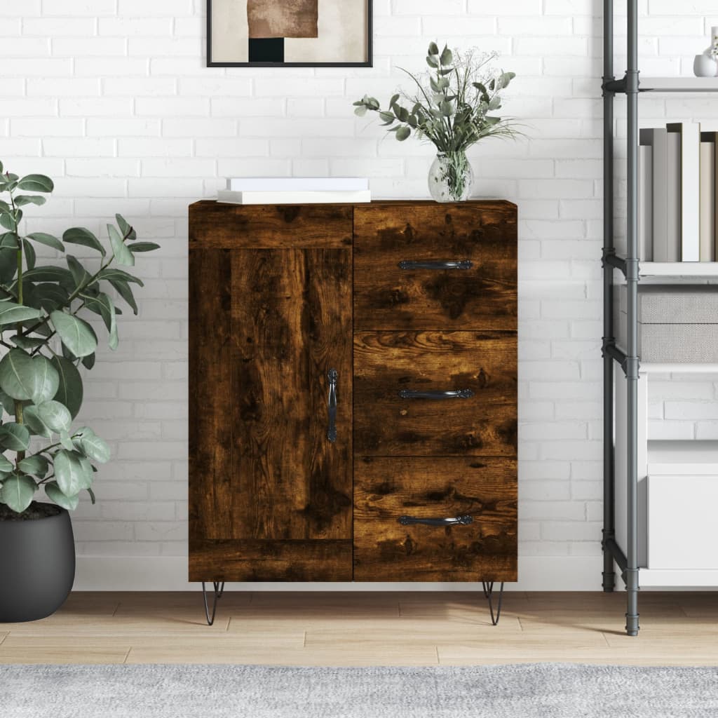 vidaXL Komoda dymový dub 69,5x34x90 cm kompozitné drevo