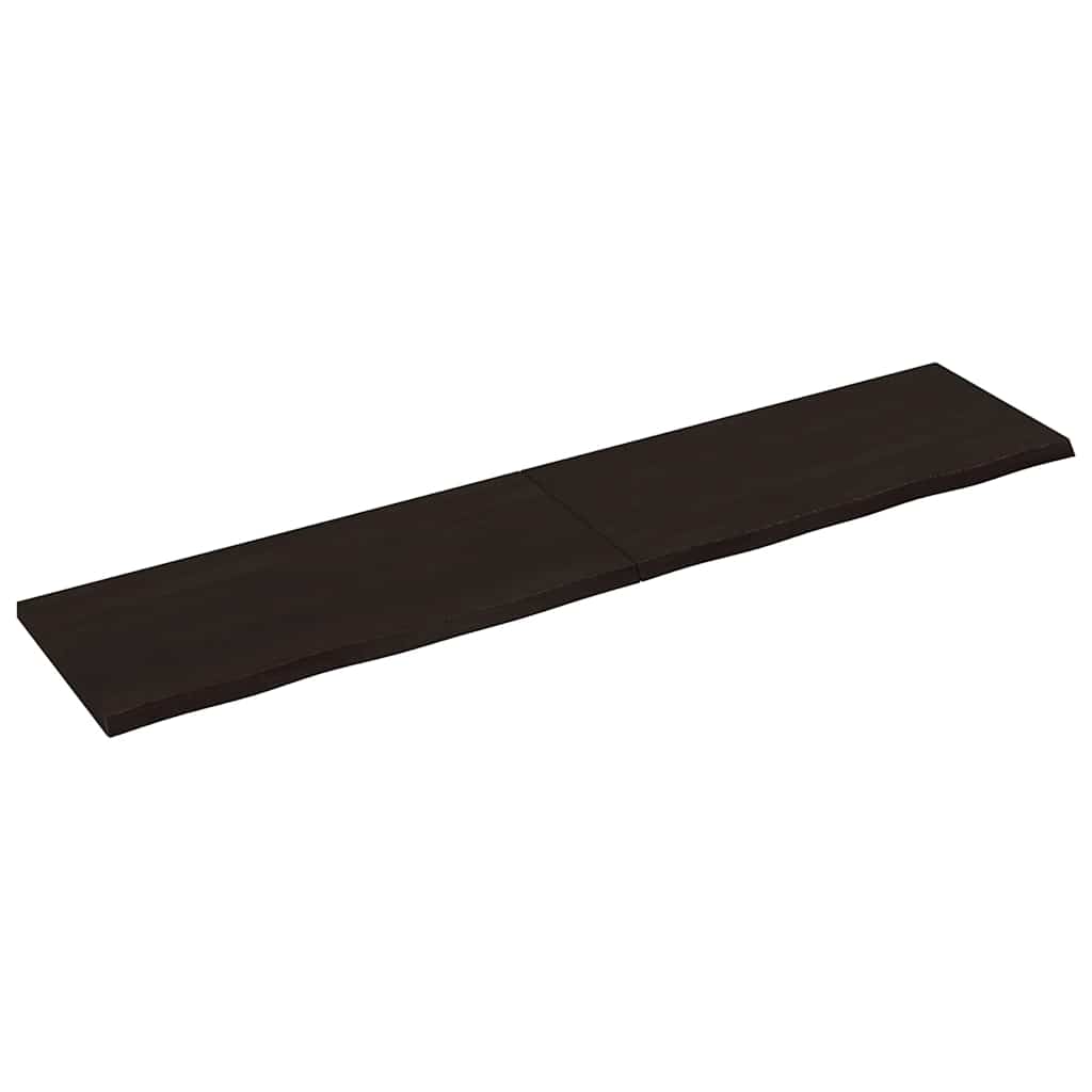 vidaXL Nástenná polica tmavohnedá 220x50x(2-4) cm ošetrený masívny dub