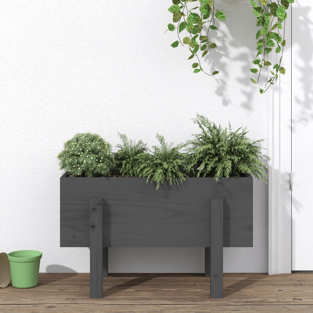 vidaXL Záhradný kvetináč sivý 62x30x38 cm borovicový masív