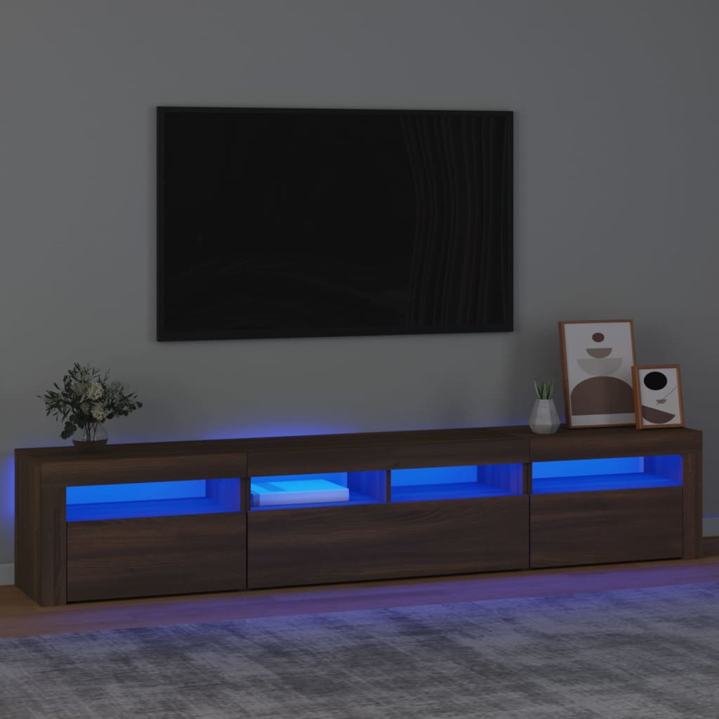 vidaXL TV skrinka s LED svetlami hnedý dub 210x35x40 cm