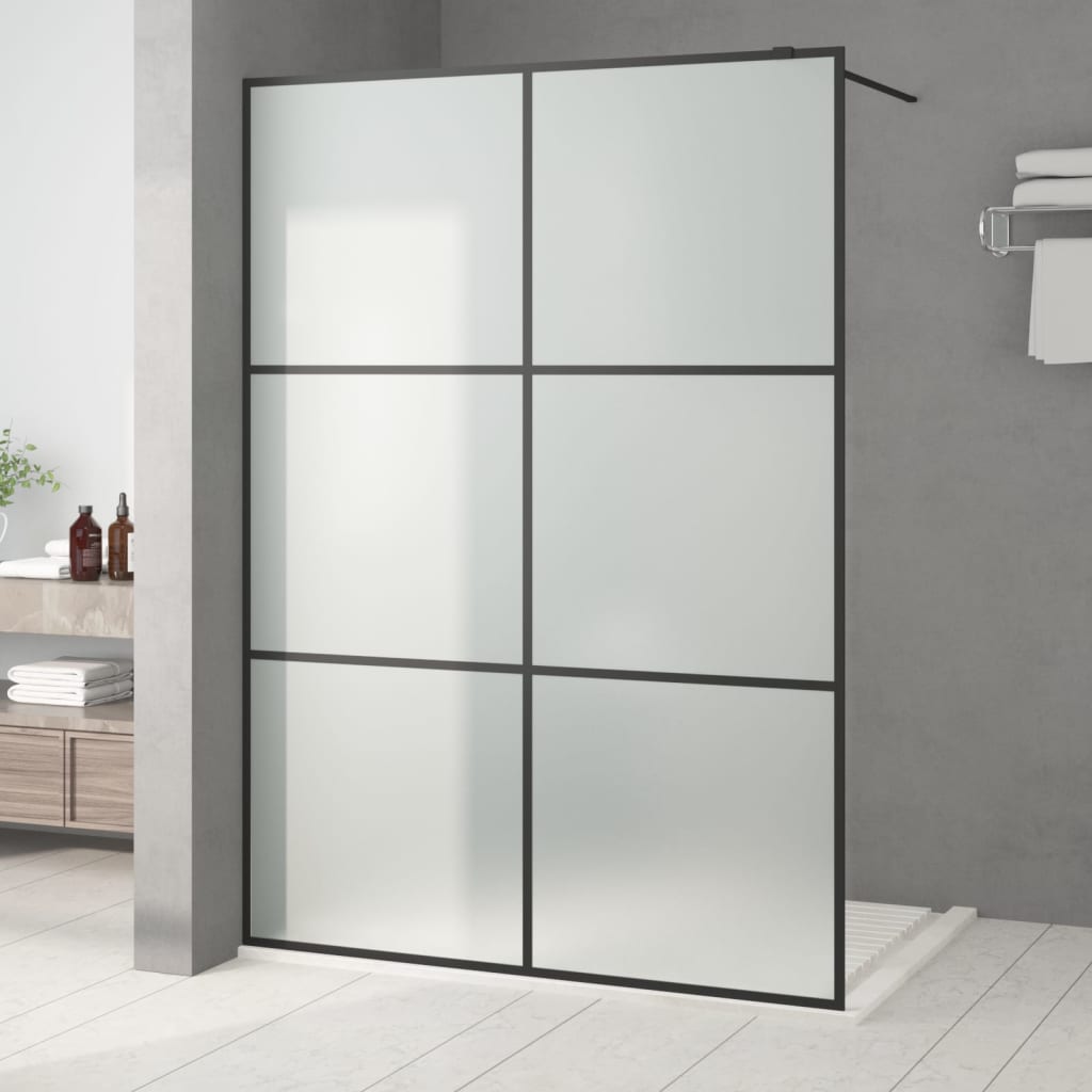 vidaXL Sprchová zástena čierna 140x195 cm matné ESG sklo