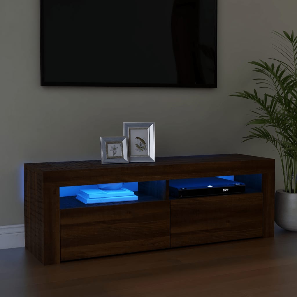 vidaXL TV skrinka s LED, hnedý dub 120x35x40 cm