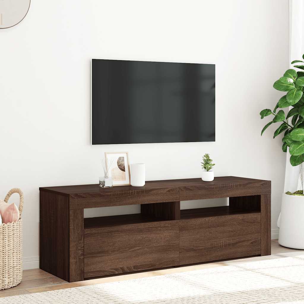 vidaXL TV skrinka s LED, hnedý dub 120x35x40 cm
