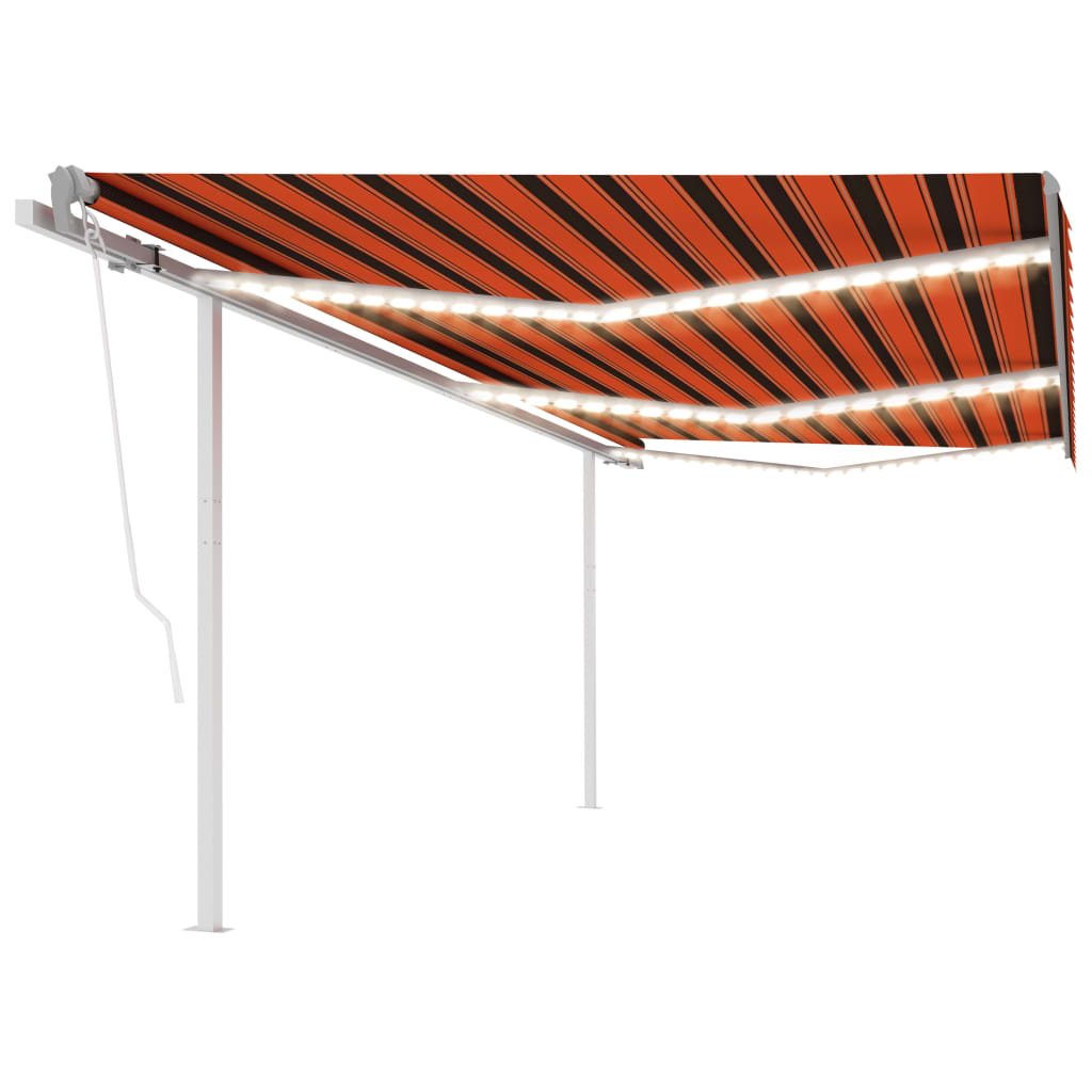 vidaXL Automatická markíza, LED a senzor vetra 6x3 m, oranžová/hnedá