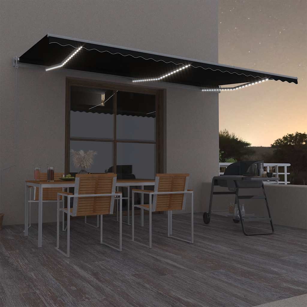 vidaXL Automatická markíza, LED a senzor vetra 600x300 cm, antracitová