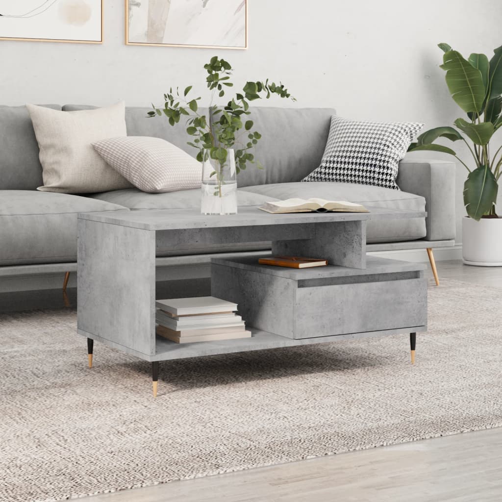 vidaXL Konferenčný stolík betónový sivý 90x49x45 cm spracované drevo