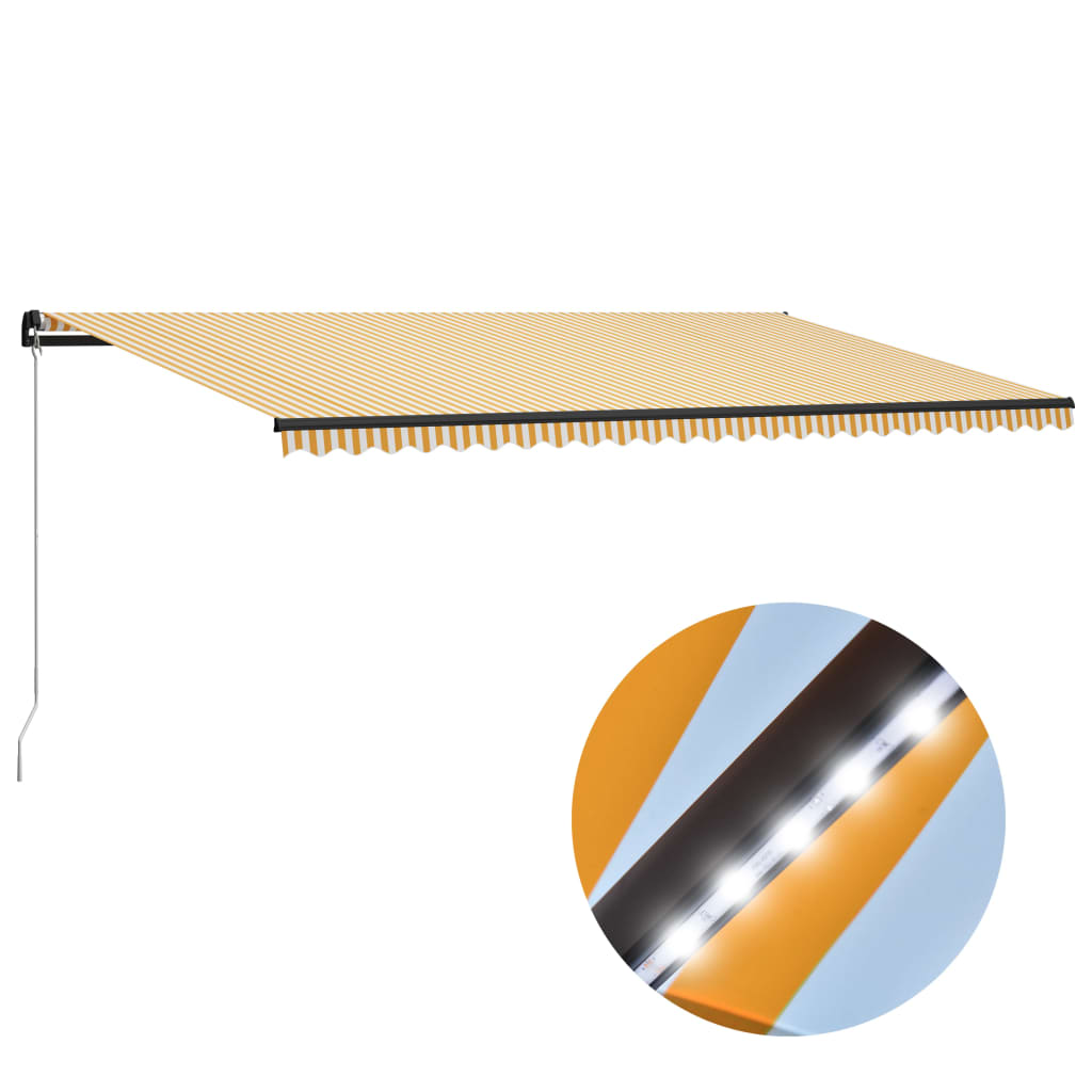 vidaXL Ručne zaťahovacia markíza s LED 600x300 cm žlto-biela
