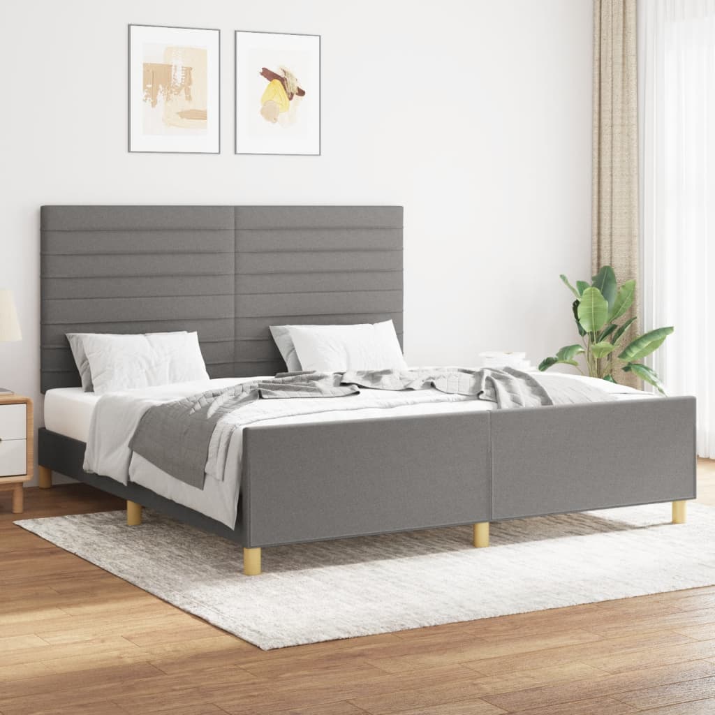 vidaXL Posteľ bez matraca tmavosivá 160x200 cm látka