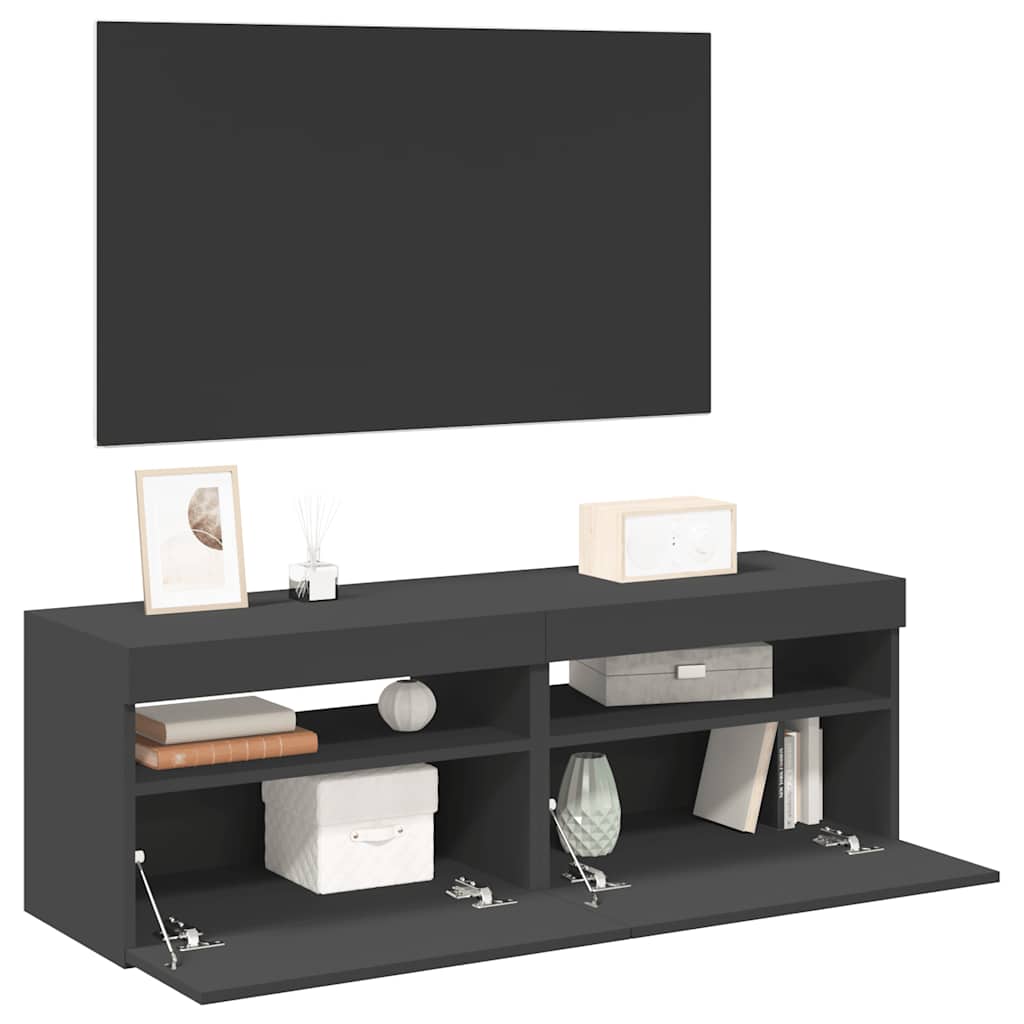 vidaXL TV skrinky s LED svetlami 2 ks sivé 60x35x40 cm