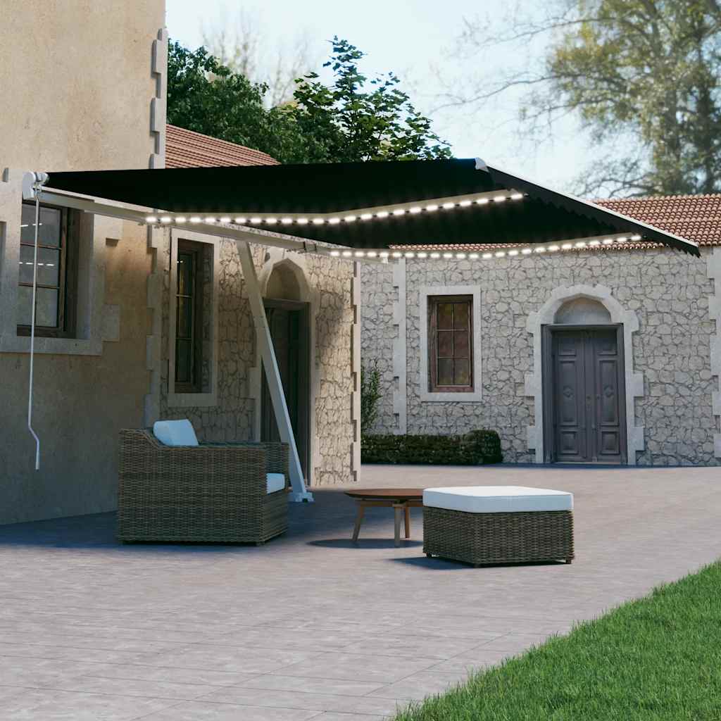 vidaXL Automatická markíza, LED a senzor vetra 500x300 cm, antracitová