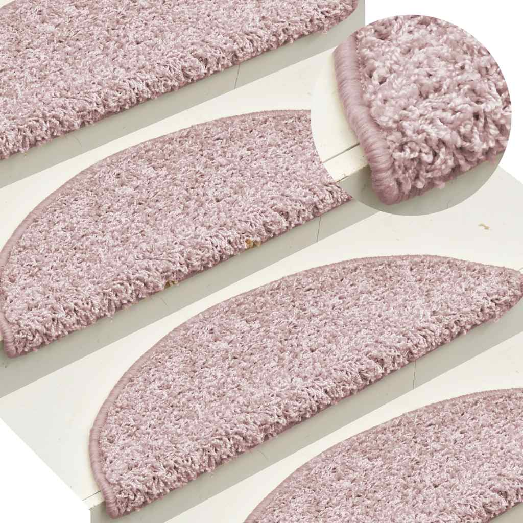 vidaXL Schodové rohože 15 ks 65x21x4 cm svetloružové, polkruhové, veľké