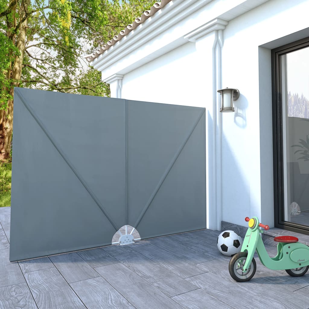 vidaXL Skladacia bočná markíza na terasu, sivá 240x160 cm